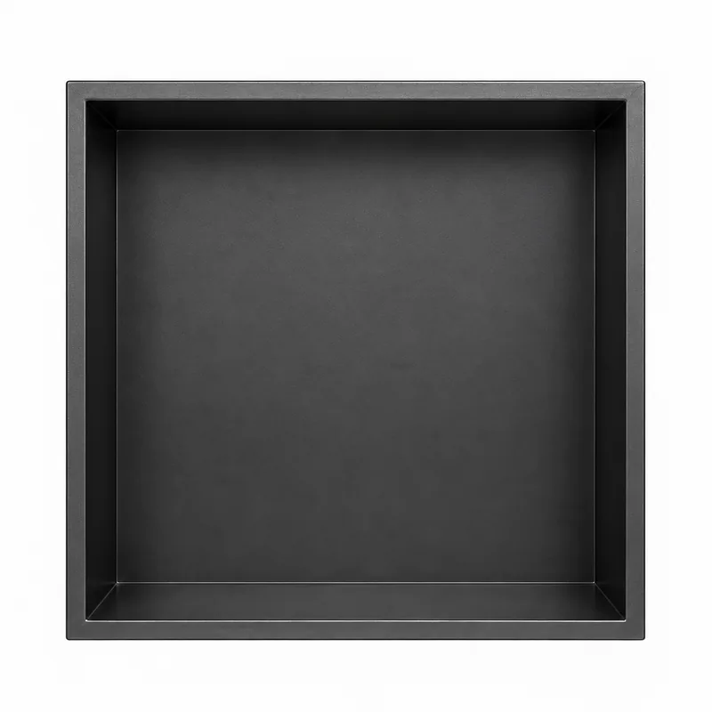 H12 stainless steel shower niche in matte black